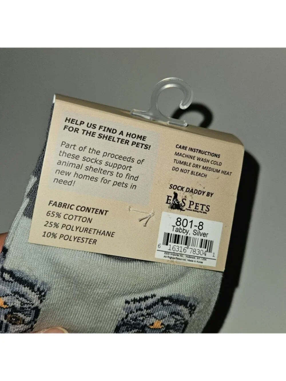NEW Sock Daddy Gray Socks Silver Tabby Cat Kitty Paw Prints Unisex OSFM One Size